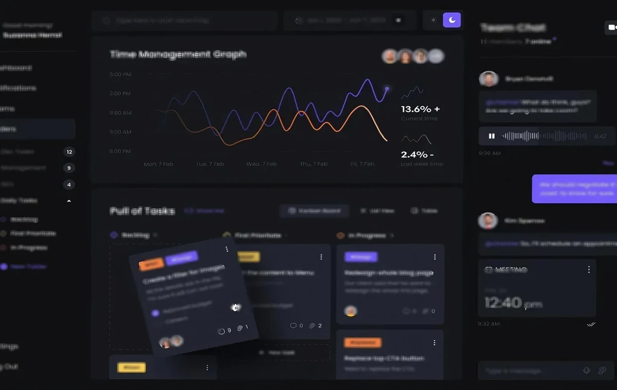 Dark care management dashboard concept